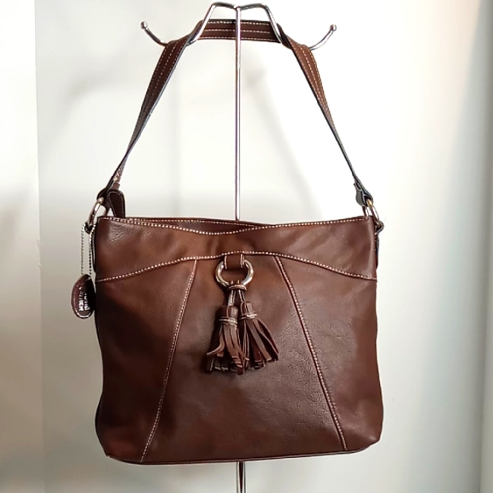 Sears- All Leather Shoulder Bag -Y2K/Bohemian/Minimalist- Brown